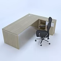 Modern L Shaped Wooden Office Desk With Cabinet Drawer And Open Shelves