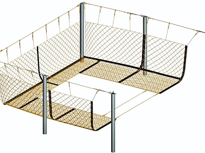 Sturdy Netting Fence with Metal Posts for Outdoor Safety Enclosure Design Structure 3d model