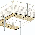 Sturdy Netting Fence with Metal Posts for Outdoor Safety Enclosure Design Structure