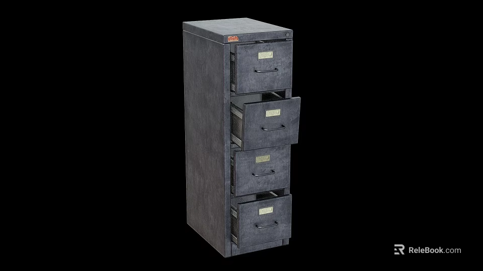 Gray Office File Cabinet With Multiple Drawers For Storage Furniture 3d model 