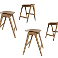 Nordic Solid Wood Bar Stool Creative Modeling Bar Stool Solid Wood High Stool Artistic Alien Gordon Wood Bar Stool 3d model