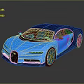 Blue Bugatti Sports Car With Sleek Aerodynamic Design And Shiny Wheels
