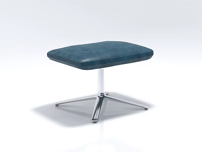 Modern Blue Leather Leisure Chair With Upholstered Seat And Star Shaped Metal Base 3d model
