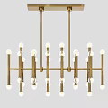 Modern Chandelier Designs Featuring Geometric Structures Multiple Bulbs and Gold Black Frames 3d model