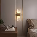 Crystal Wall Lamp in Modern Interior with Wall Mounted Design Bedside Table and Green Plant