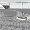 Modern Entrance Gate With Colorful Ribbon Decorations Green Plants And White Pavement
