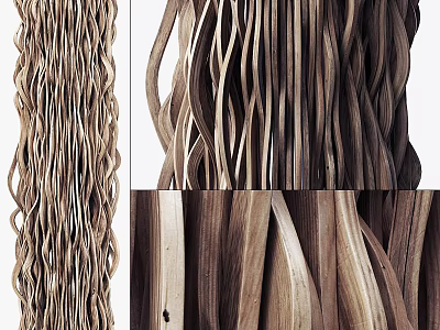 Natural Wooden Decorative Strips With Wavy Textures And Twisted Patterns 3d model