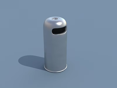 Public Facility Silver Trash Can Modern Cylindrical Design With Open Top For Urban Street Use 3d model