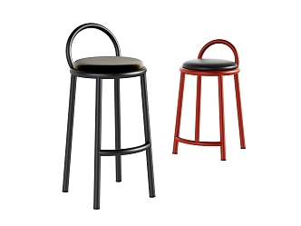 Bar chair combination simple light elegant atmosphere 3d model