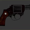 Classic Revolver Handgun With Wooden Grip Dark Metal Body And Sleek Design