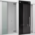 Modern Black Glass Hinged Door With Stainless Steel Handle For Home Interior