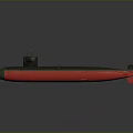 Red And Black Submarine Watercraft With Modern Streamlined Design And Propeller