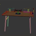 Minimalist Wooden Table Furniture With Black Supports And Sturdy Legs