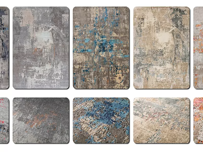 Modern Abstract Square Rugs with Colorful Textured Patterns and Artistic Designs 3d model