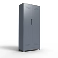 Modern Gray Metal Storage Cabinet with Double Door and Perforated Design