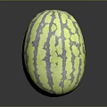 Fresh Yellow And Purple Striped Round Watermelon With Vibrant Exterior And Smooth Texture