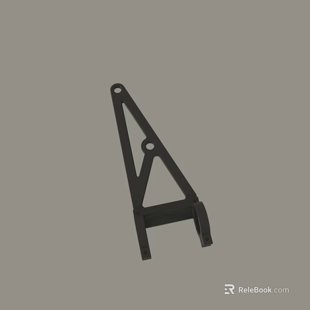 Black Industrial Metal Bracket with Triangular Structure and Mounting Holes for Machinery 3d model 