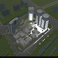 Birds Eye View Urban Planning of High Rise Towers with Road Network and Green Areas