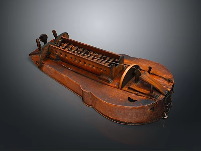 Vintage Manual Dark Brown Wooden Household Tool With Metal Parts And Rotating Gear 3d model