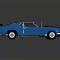 Blue Classic Sports Car With Open Doors And Black Roof Design