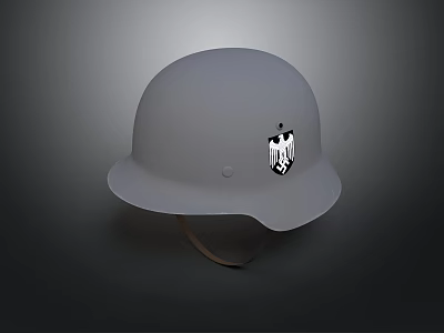 Classic Gray Helmet Design Featuring Black Emblem And Smooth Surface 3d model