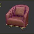 Elegant Modern Orange Leather Armchair With Tufted Backrest Button Details And Metal Legs
