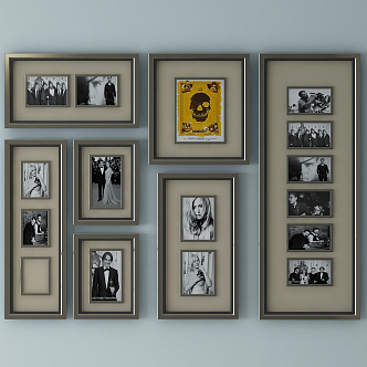 Modern Photo Wall Nostalgic Photo Wall Decorations Hanging Picture Combination 3d model