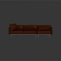 Modern Red Leather Sectional Sofa With Metal Legs And Accent Pillows