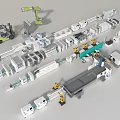 Industrial Equipment Layout With Production Line Robotic Arms Forklift Conveyor Systems And Automated Machinery