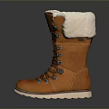 Warm Brown Leather Boots with Fleece Lining and Lace Up Design Daily Use Essential