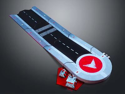 Model Runway Equipment With Black Surface Red Circular Logo And Red Base Structure 3d model