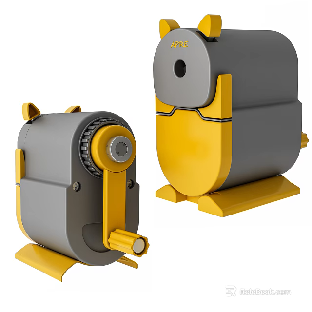 APMKE Manual Pencil Sharpener With Gray And Yellow Design For Desktop Use 3d model 