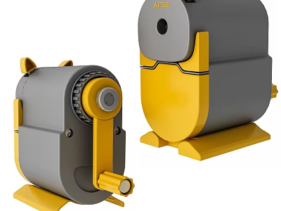 APMKE Manual Pencil Sharpener With Gray And Yellow Design For Desktop Use 3d model