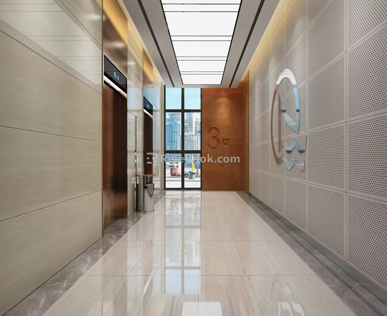 modern elevator hall 3d model
