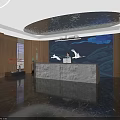 Modern Hotel Lobby Interior Design With Marble Floor And Wooden Decor Elements