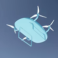 Blue Drone With Four Propellers And Elliptical Body Structure Design