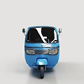 Blue Three Wheeled Motorcycle With Modern Design Brown Roof And Open Doors