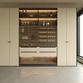 Modern Interior Wine Cabinet With Glass Door Wine Bottles And Glass Holders