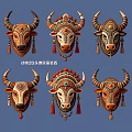 Traditional Animal Head Decorative Wall Art With 2D Patterns And Ornaments