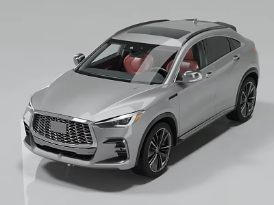Silver Modern SUV With Red Leather Seats Sleek Exterior Front Grille And Alloy Wheels 3d model