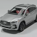 Silver Modern SUV With Red Leather Seats Sleek Exterior Front Grille And Alloy Wheels