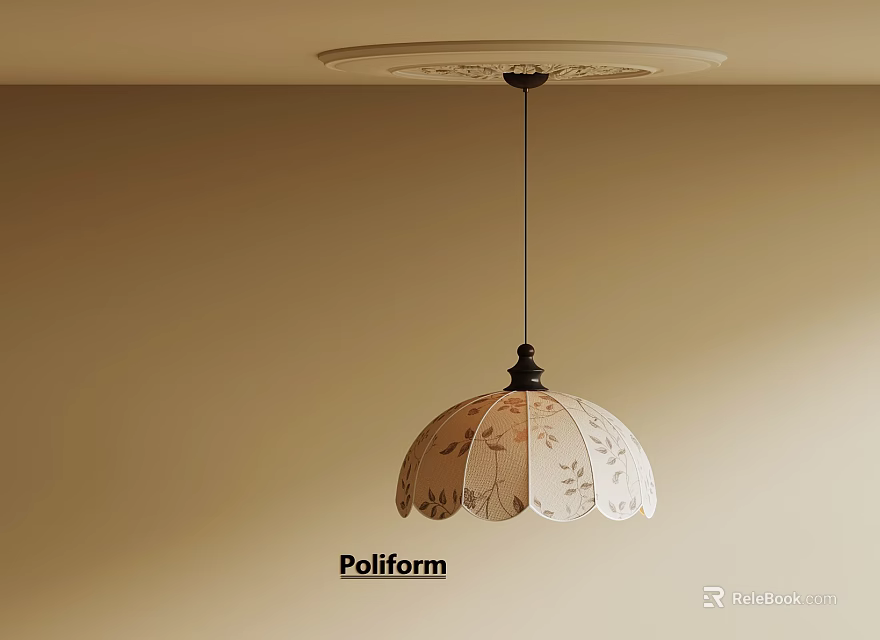 Poliform Decorative Chandelier With Floral Patterned Shade For Modern Interior Lighting 3d model 