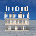 Elegant White Stone Railings With Ornate Balusters And Classical Pillars Against Blue Sky