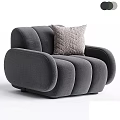 Modern Gray Single Sofa With Curved Backrest And Geometric Pattern Pillow Design 3d model