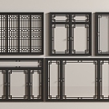 New Chinese-style casement window window combination window frame 3d model