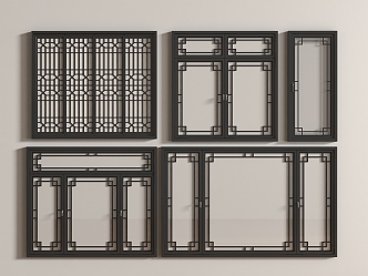 New Chinese-style casement window combination window frame 3d model