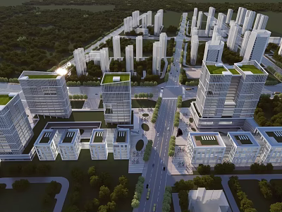 Large Scale Industrial Factory Complex With Modern Buildings Green Spaces And Roads 3d model