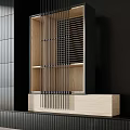 Modern Storage Shelf Featuring Wooden Frame Black Vertical Slats And Open Design For Interior