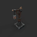 Wooden Candle Lamp Stand With Hanging Lantern And Square Decorative Base