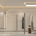 Modern Clothing Store Interior With Garment Racks Cashier Counter And Mirrors